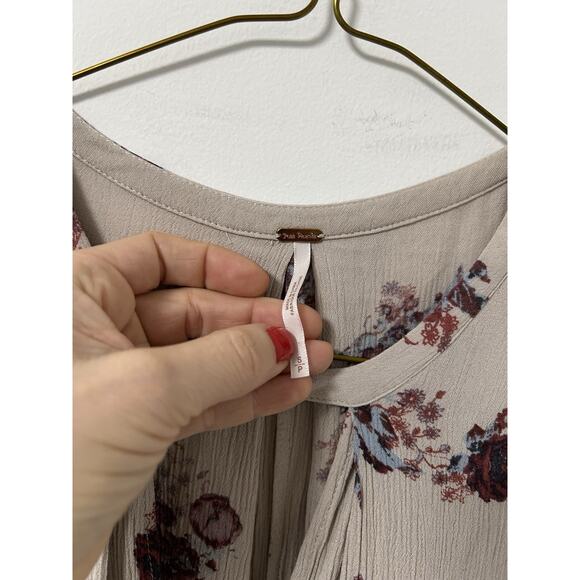 Free People Tree Swing Mini Dress Cream Floral Boho Tunic Coquette Cottage Fairy - Picture 4 of 10